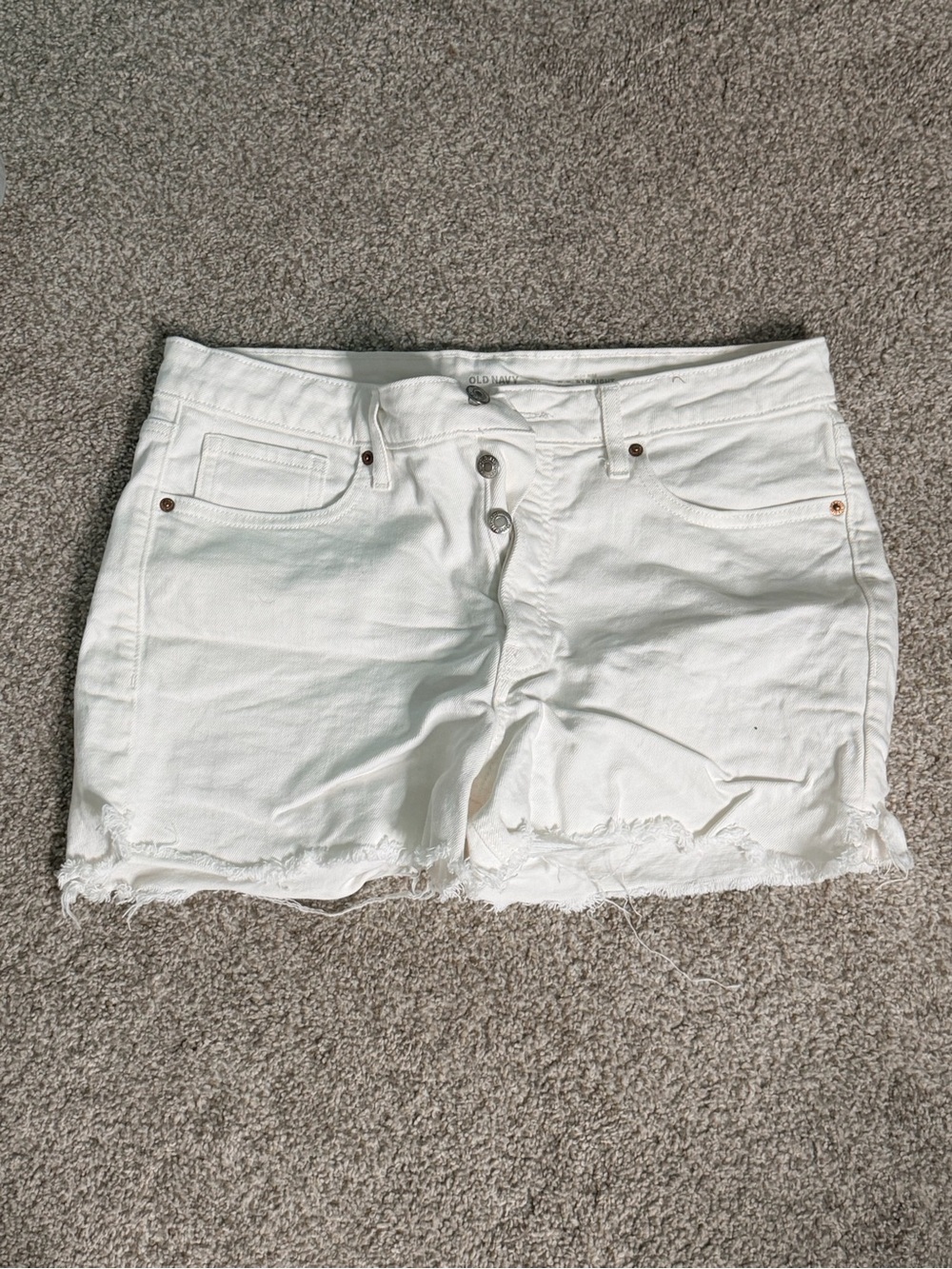 White Denim Frayed Hem Women's Shorts